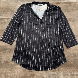 Miselon Eyelet Cut Out Quarter Sleeve Shirt Size Large NWT